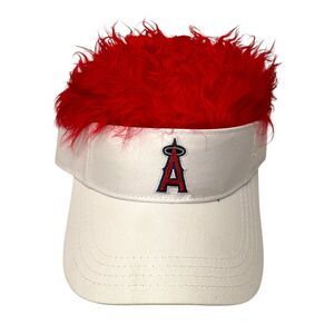 MLB Los Angeles Angels Flair Hair Visor - White with Red Hair